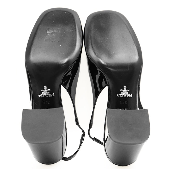 PRADA pumps 100% patent leather black Women 37 1/2 Used Authentic