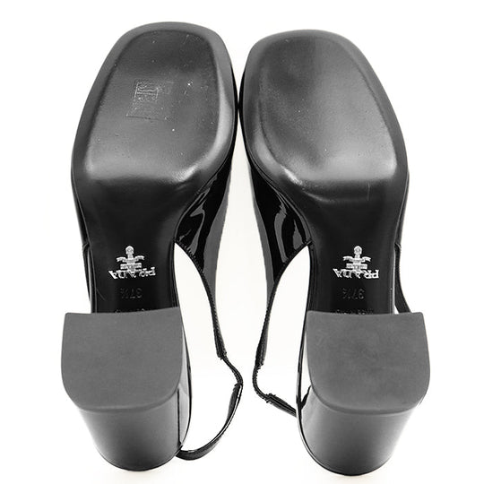 PRADA pumps 100% patent leather black Women 37 1/2 Used Authentic