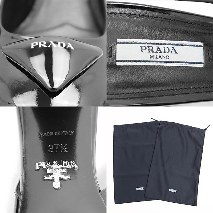 PRADA pumps 100% patent leather black Women 37 1/2 Used Authentic