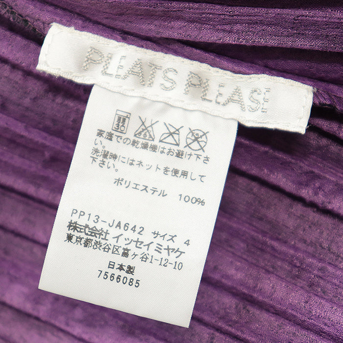PLEATS PLEASE Stainless collar coat [Outer material] 100% polyester purple PP13-JA642 Women 4 Used Authentic