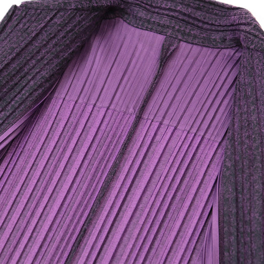 PLEATS PLEASE Stainless collar coat [Outer material] 100% polyester purple PP13-JA642 Women 4 Used Authentic
