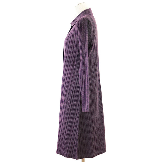 PLEATS PLEASE Stainless collar coat [Outer material] 100% polyester purple PP13-JA642 Women 4 Used Authentic