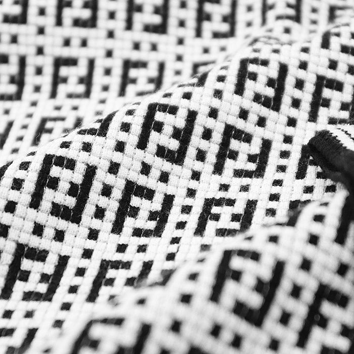 FENDI knit 62% rayon, 32% polyester White, Black FZY433 AF59 mens 50 Used Authentic