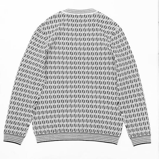 FENDI knit 62% rayon, 32% polyester White, Black FZY433 AF59 mens 50 Used Authentic