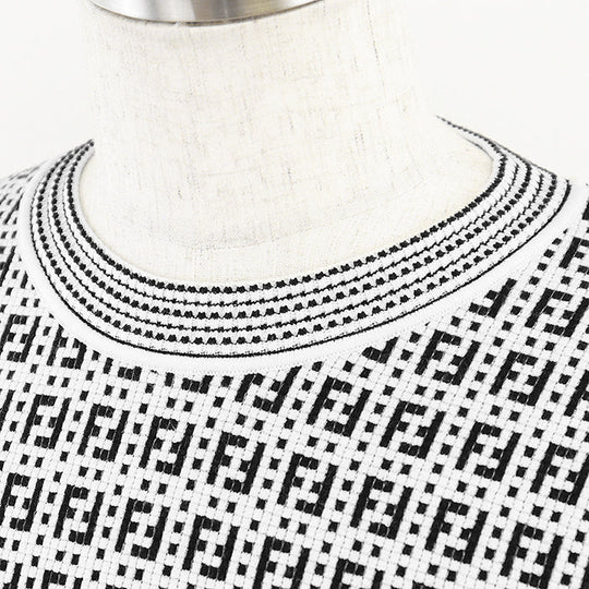 FENDI knit 62% rayon, 32% polyester White, Black FZY433 AF59 mens 50 Used Authentic