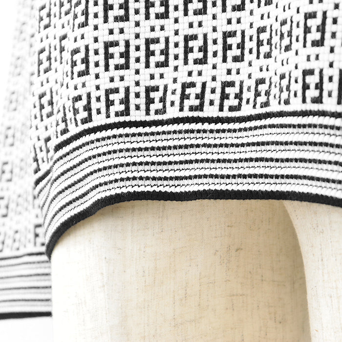 FENDI knit 62% rayon, 32% polyester White, Black FZY433 AF59 mens 50 Used Authentic