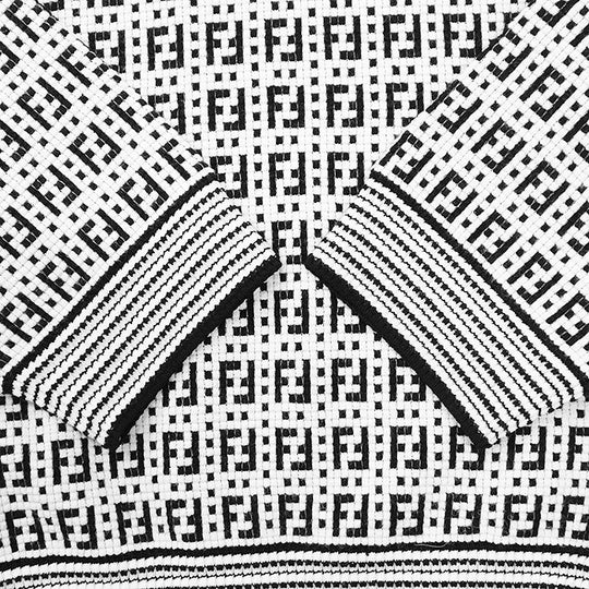 FENDI knit 62% rayon, 32% polyester White, Black FZY433 AF59 mens 50 Used Authentic