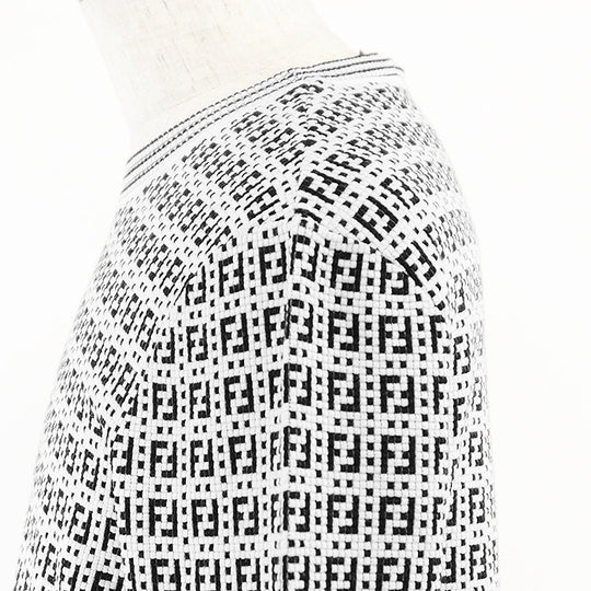 FENDI knit 62% rayon, 32% polyester White, Black FZY433 AF59 mens 50 Used Authentic