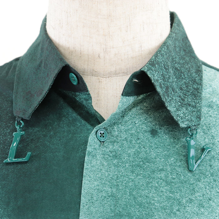 LOUIS VUITTON Long sleeve shirt cotton Green white M