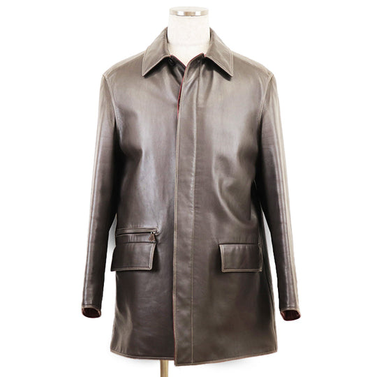 HERMES coat Sheepskin %, Cowhide %, [Lining] 100% Rayon, [Filling] 100% Polyester Brown, Red mens 48 Used Authentic
