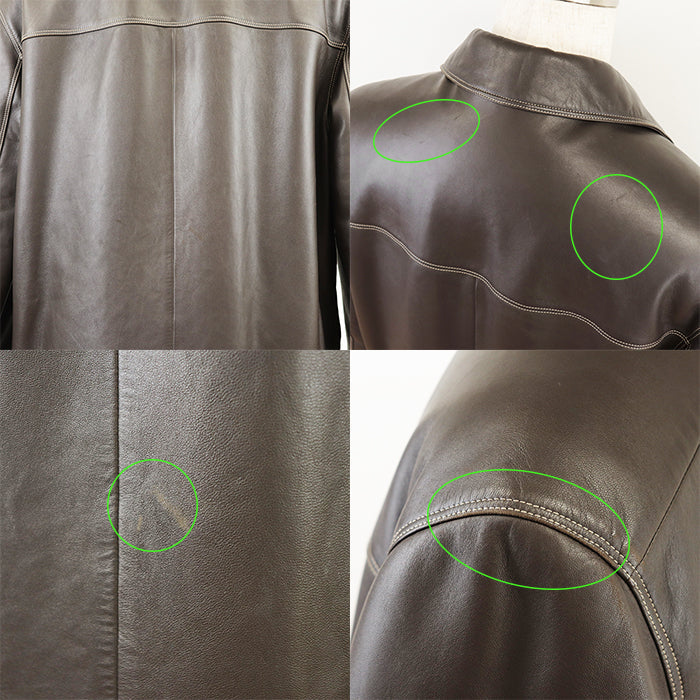 HERMES coat Sheepskin %, Cowhide %, [Lining] 100% Rayon, [Filling] 100% Polyester Brown, Red mens 48 Used Authentic