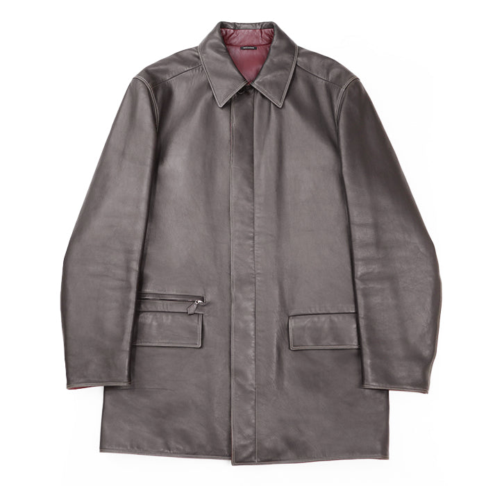 HERMES coat Sheepskin %, Cowhide %, [Lining] 100% Rayon, [Filling] 100% Polyester Brown, Red mens 48 Used Authentic