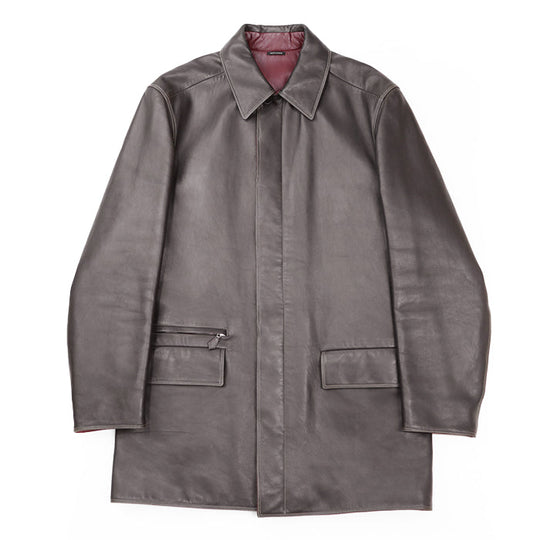 HERMES coat Sheepskin %, Cowhide %, [Lining] 100% Rayon, [Filling] 100% Polyester Brown, Red mens 48 Used Authentic