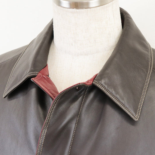 HERMES coat Sheepskin %, Cowhide %, [Lining] 100% Rayon, [Filling] 100% Polyester Brown, Red mens 48 Used Authentic