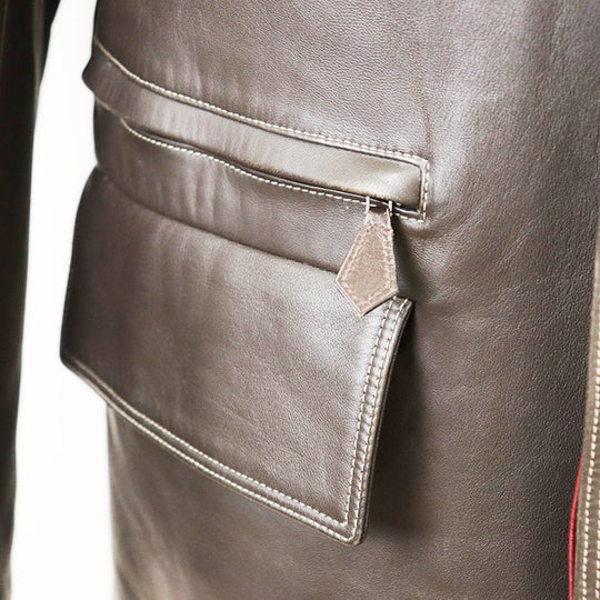 HERMES coat Sheepskin %, Cowhide %, [Lining] 100% Rayon, [Filling] 100% Polyester Brown, Red mens 48 Used Authentic