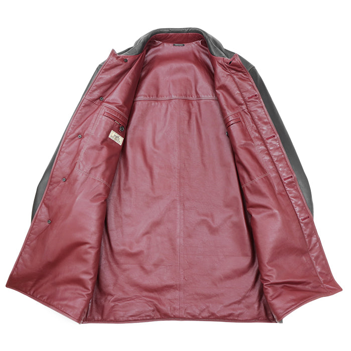 HERMES coat Sheepskin %, Cowhide %, [Lining] 100% Rayon, [Filling] 100% Polyester Brown, Red mens 48 Used Authentic
