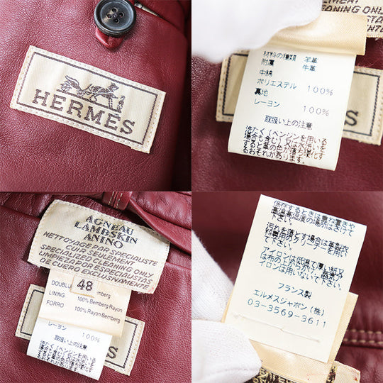 HERMES coat Sheepskin %, Cowhide %, [Lining] 100% Rayon, [Filling] 100% Polyester Brown, Red mens 48 Used Authentic