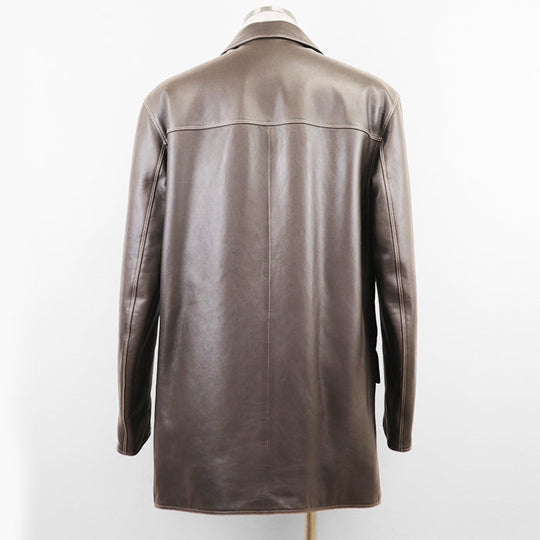 HERMES coat Sheepskin %, Cowhide %, [Lining] 100% Rayon, [Filling] 100% Polyester Brown, Red mens 48 Used Authentic