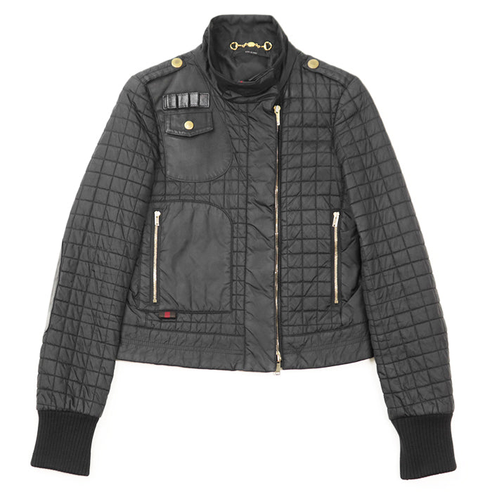 GUCCI Other outerwear 98% nylon, 2% polyurethane [Rib] 100% cotton [Leather part] Cowhide leather black 200402 ZS096 Women 38 Used Authentic