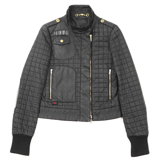 GUCCI Other outerwear 98% nylon, 2% polyurethane [Rib] 100% cotton [Leather part] Cowhide leather black 200402 ZS096 Women 38 Used Authentic