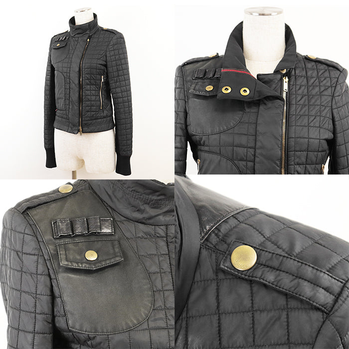 GUCCI Other outerwear 98% nylon, 2% polyurethane [Rib] 100% cotton [Leather part] Cowhide leather black 200402 ZS096 Women 38 Used Authentic