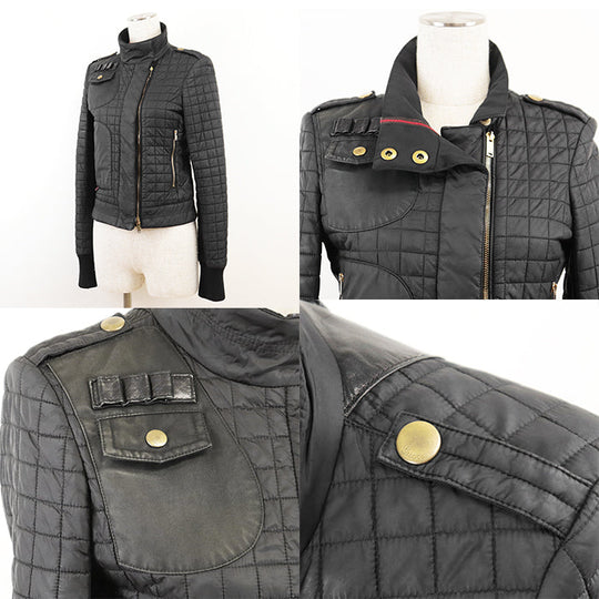 GUCCI Other outerwear 98% nylon, 2% polyurethane [Rib] 100% cotton [Leather part] Cowhide leather black 200402 ZS096 Women 38 Used Authentic
