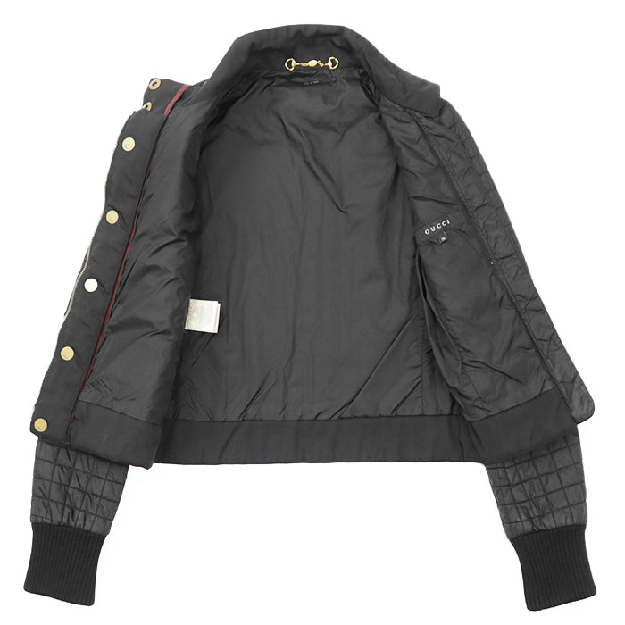 GUCCI Other outerwear 98% nylon, 2% polyurethane [Rib] 100% cotton [Leather part] Cowhide leather black 200402 ZS096 Women 38 Used Authentic