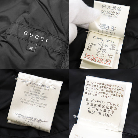 GUCCI Other outerwear 98% nylon, 2% polyurethane [Rib] 100% cotton [Leather part] Cowhide leather black 200402 ZS096 Women 38 Used Authentic