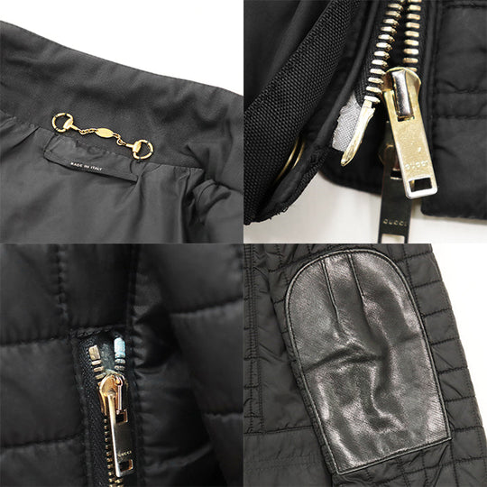 GUCCI Other outerwear 98% nylon, 2% polyurethane [Rib] 100% cotton [Leather part] Cowhide leather black 200402 ZS096 Women 38 Used Authentic