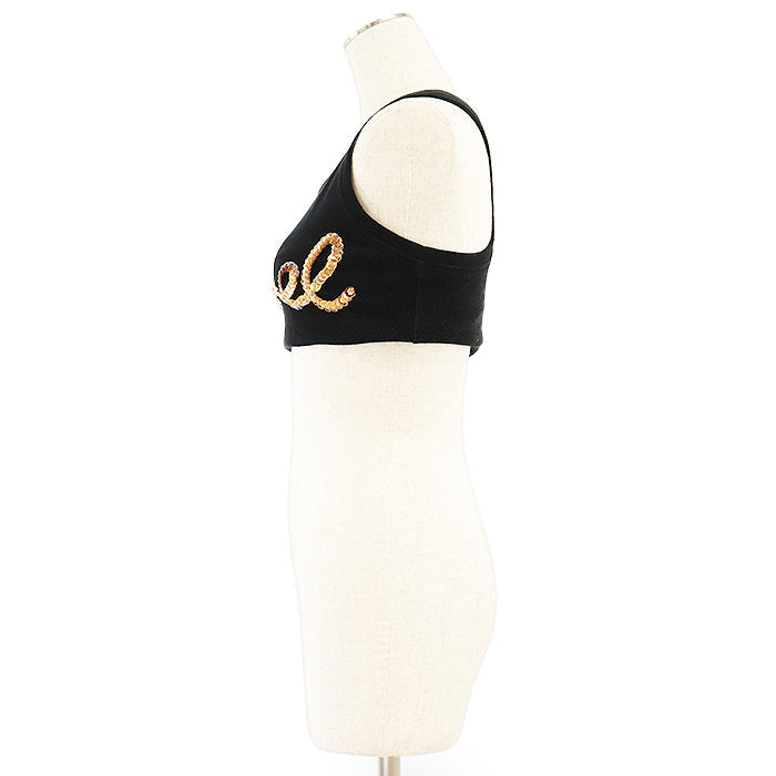CHANEL Tank top [Outer material] 82% cotton, 18% polyester [Lining] 84% polyamide, 16% elastane Black gold Women 36 Used Authentic