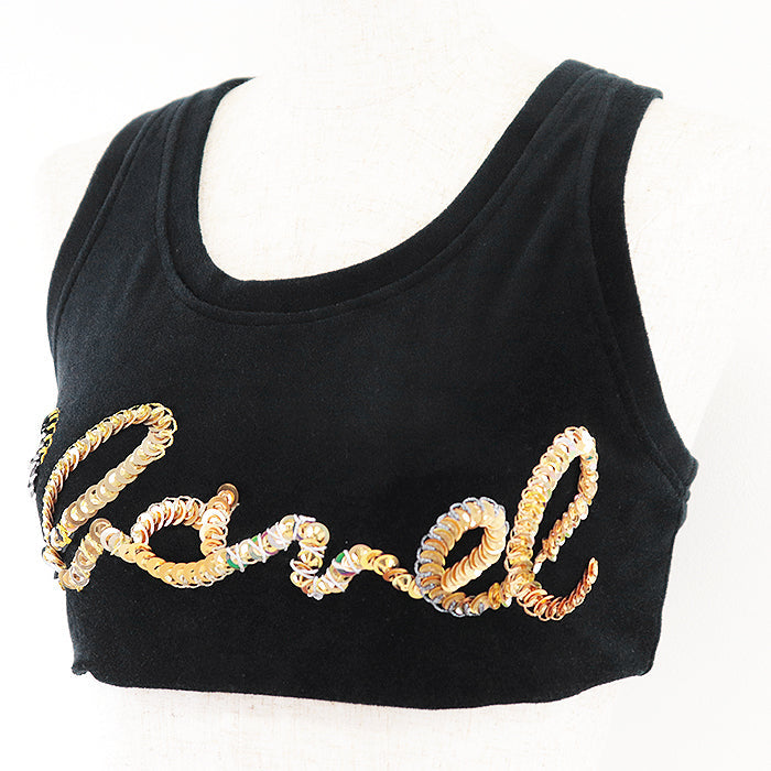 CHANEL Tank top [Outer material] 82% cotton, 18% polyester [Lining] 84% polyamide, 16% elastane Black gold Women 36 Used Authentic