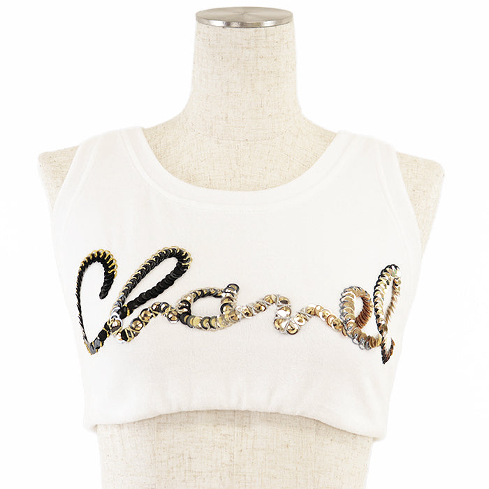 CHANEL Tank top [Outer material] 82% cotton, 18% polyester [Lining] 84% polyamide, 16% elastane White gold Women 36 Used Authentic