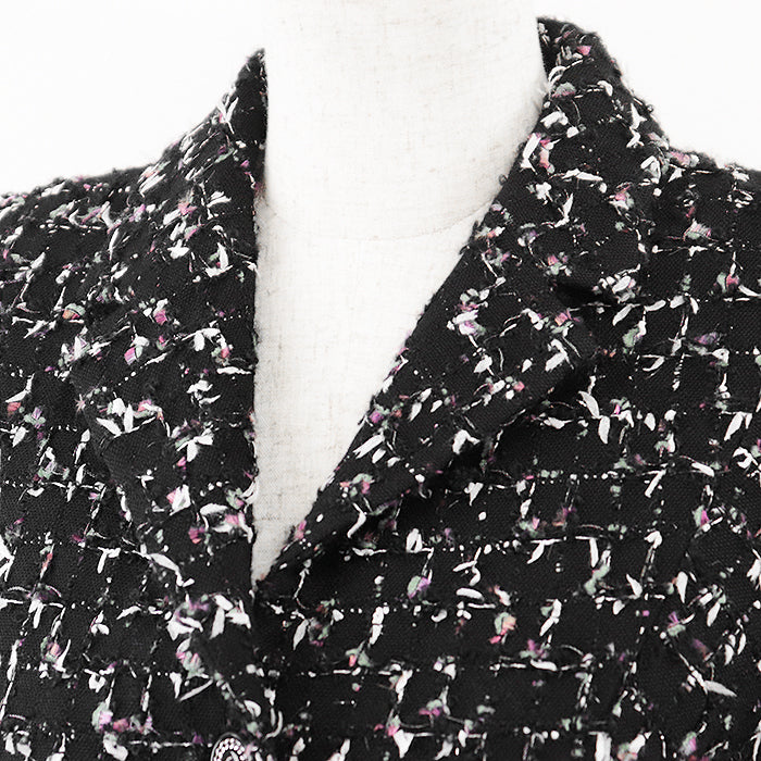 CHANEL Other outerwear Outer material: 3% polyester [Outer material] 33% wool, 22% cotton [Lining] 96% silk, 4% spandex Black, Multicolor Women 36 Used Authentic