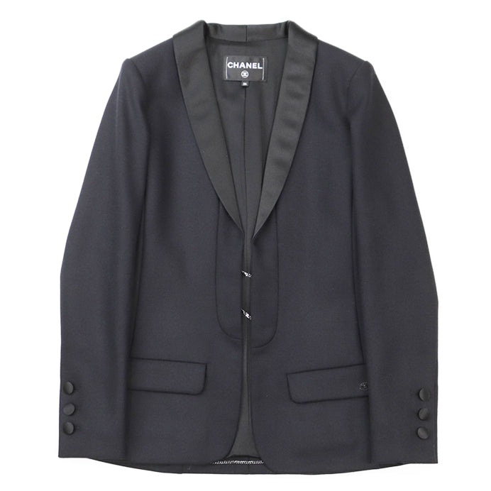 CHANEL Other outerwear [Outer material] 100% wool [Lining] 100% silk Dark Navy, Black P59363 Women 34 Used Authentic