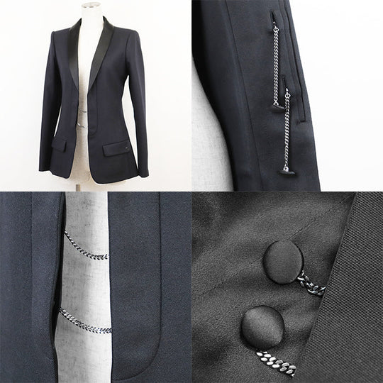 CHANEL Other outerwear [Outer material] 100% wool [Lining] 100% silk Dark Navy, Black P59363 Women 34 Used Authentic