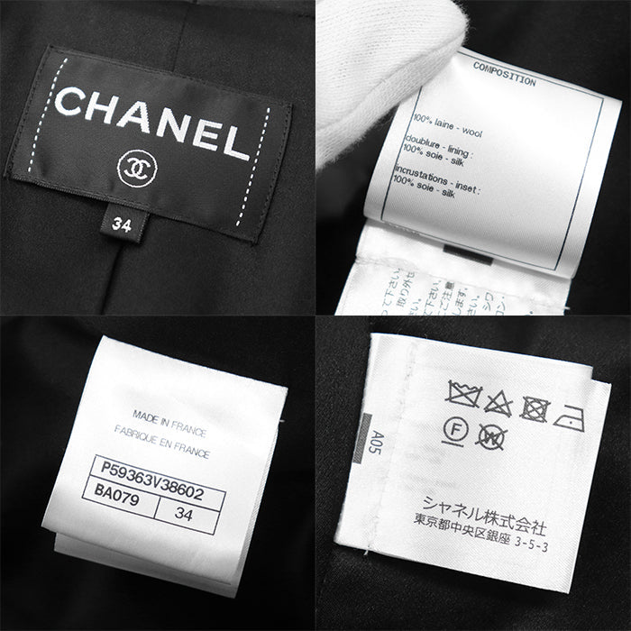 CHANEL Other outerwear [Outer material] 100% wool [Lining] 100% silk Dark Navy, Black P59363 Women 34 Used Authentic