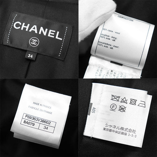 CHANEL Other outerwear [Outer material] 100% wool [Lining] 100% silk Dark Navy, Black P59363 Women 34 Used Authentic