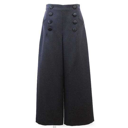 CHANEL Pants [Outer material] 100% wool [Lining] 100% silk Dark Navy, Black P59405 Women 38 Used Authentic