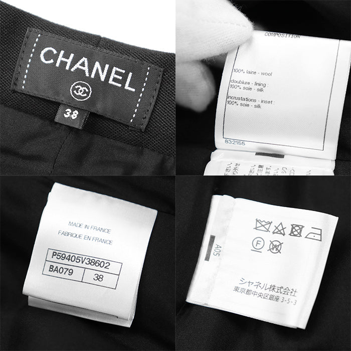 CHANEL Pants [Outer material] 100% wool [Lining] 100% silk Dark Navy, Black P59405 Women 38 Used Authentic