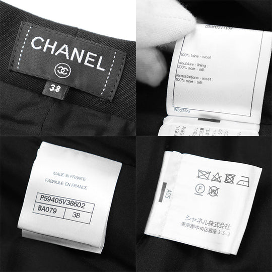 CHANEL Pants [Outer material] 100% wool [Lining] 100% silk Dark Navy, Black P59405 Women 38 Used Authentic