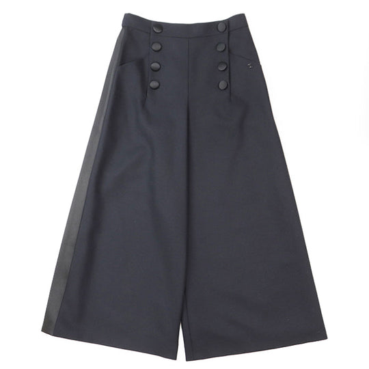 CHANEL Pants [Outer material] 100% wool [Lining] 100% silk Dark Navy, Black P59405 Women 38 Used Authentic
