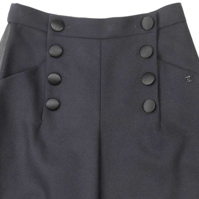 CHANEL Pants [Outer material] 100% wool [Lining] 100% silk Dark Navy, Black P59405 Women 38 Used Authentic