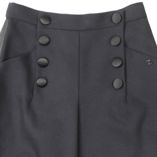 CHANEL Pants [Outer material] 100% wool [Lining] 100% silk Dark Navy, Black P59405 Women 38 Used Authentic