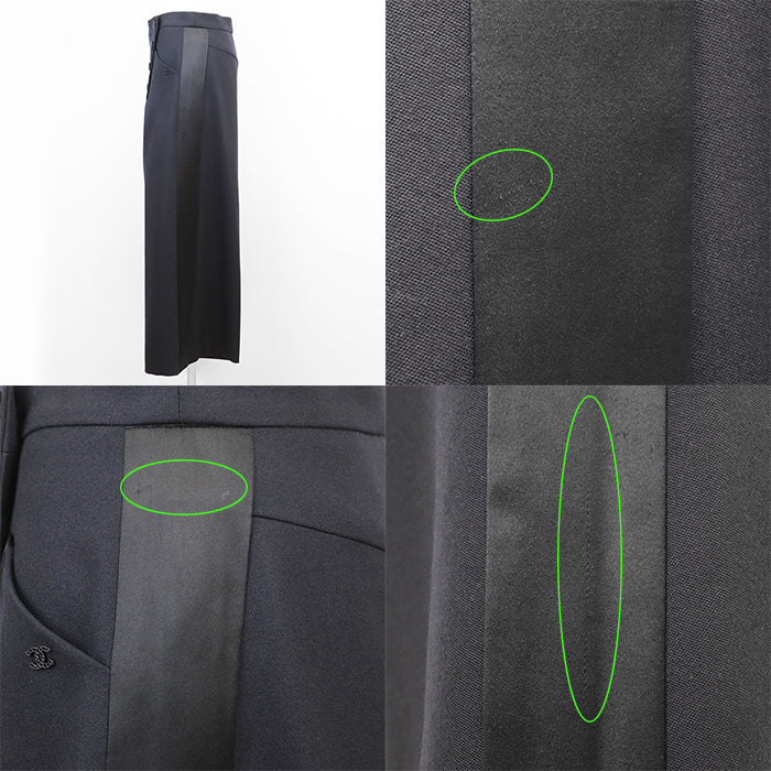 CHANEL Pants [Outer material] 100% wool [Lining] 100% silk Dark Navy, Black P59405 Women 38 Used Authentic
