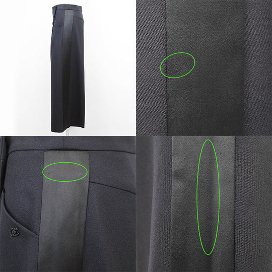 CHANEL Pants [Outer material] 100% wool [Lining] 100% silk Dark Navy, Black P59405 Women 38 Used Authentic
