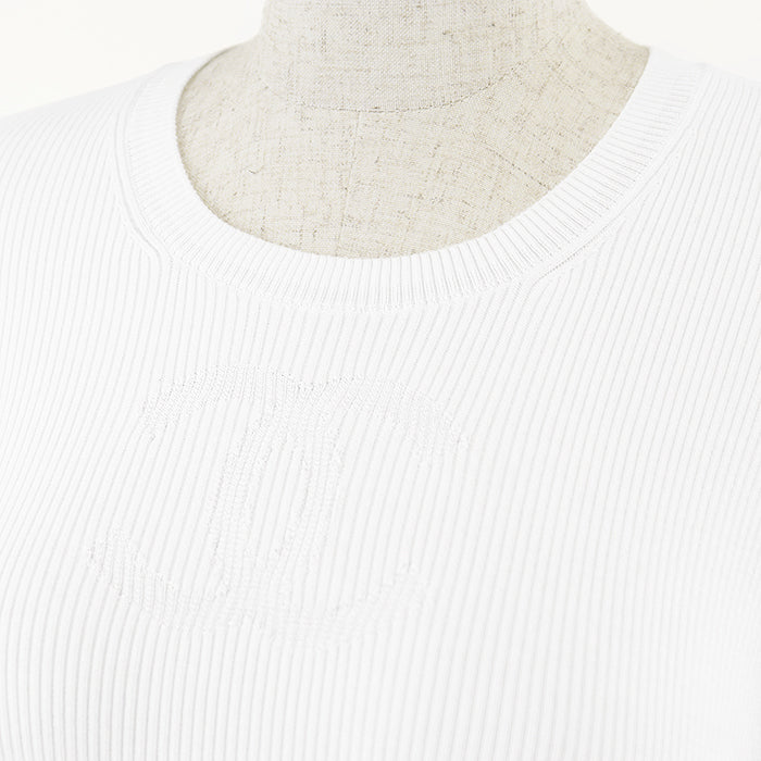CHANEL knit 85% cotton, 15% polyester white 21P P70497 Women 36 Used Authentic