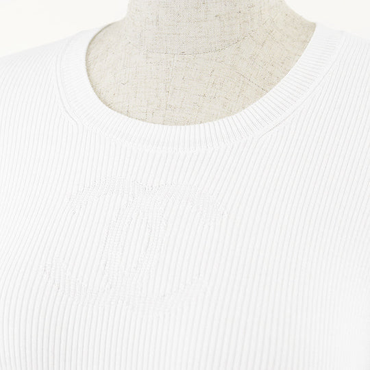 CHANEL knit 85% cotton, 15% polyester white 21P P70497 Women 36 Used Authentic