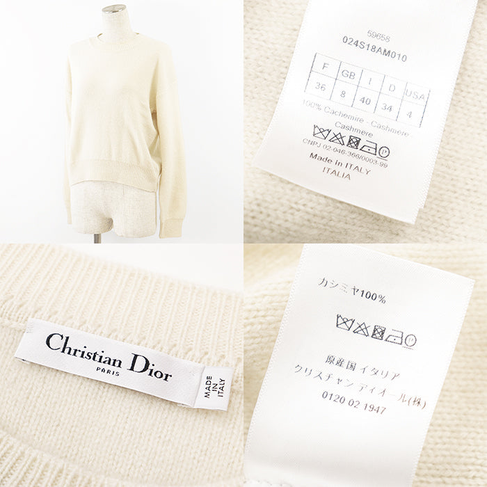 Christian Dior knit Cashmere 100% Ivory Women 36 Used Authentic