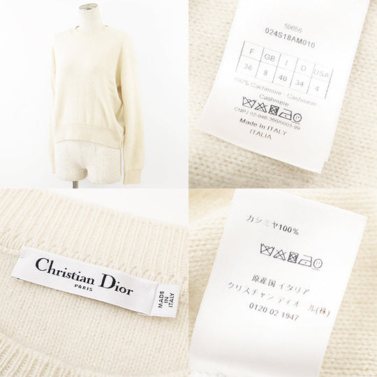 Christian Dior knit Cashmere 100% Ivory Women 36 Used Authentic