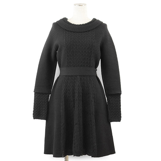 CHANEL one piece 68% wool, 16% angora black P50101 Women 38 Used Authentic